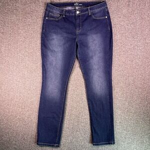 Soho Jeans Womens 14 Dark Blue Faded Skinny Preppy Stretch Denim Fit35x30.5